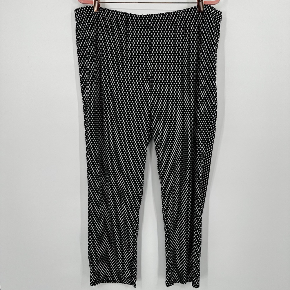 Chicos Easywear Polka Dot Straight Leg Pants Black White Elastic Waist Size 3 XL - Picture 5 of 10
